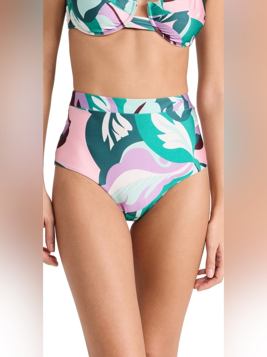 MINKPINK Other - High-Waist Floral Print Swim Bottom in Pink & Teal L70-510